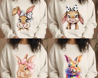Kokette Hase Bündel PNG Bogen Ostern Glitter Pinselstrich Mädchen Kinder Ostern Sublimationsdesign, Kokette Schleife Sublimation png