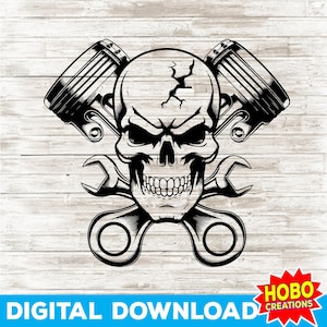 Skull Mechanic SVG PNG, Wrenches and Tools Clipart, Handyman Repair SVG, Skull Garage Logo, Digital Download for Cricut & Sublimation