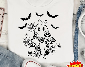 Spooky Daisy Ghost svg, Halloween Svg, Cute Halloween Ghost Svg, Spooky Season svg, Floral Ghost svg, Blijf spooky svg, Boo svg png-bestand