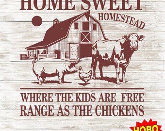 Home Sweet Homestead SVG PNG, Vintage Farm Life Shirt Design, Cow Chicken Pig Farm Sublimation, Farm Mama Clipart, Country Living File