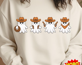 Cowboy Ghosts PNG | Howdy Halloween Cowgirl Ghosts for Western-Themed Designs | BooHaw Spooky Season PNG | Cute Ghost Boo PNG