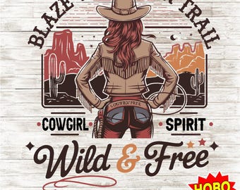 Cowgirl png, retro western digitale download, vintage rodeo cowgirl png, landelijke stijl afbeelding, western shirt sublimatiebestand