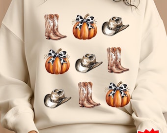 Western Fall Pumpkin png, Halloween png, Fall Coquette Bow PNG, pumpkin png, Western png, country fall png, Cowgirl png Sublimation Design
