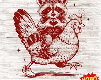 Valentine Raccoon PNG, Feral But Cute Retro Love Design, Funny Raccoon Valentine Shirt PNG, Digital Download for Sublimation Crafts