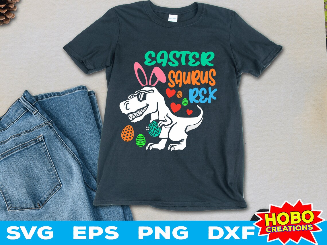 Easter Saurus Rex Svg Easter Dinosaur SVG T-rex Bunny Svg - Etsy