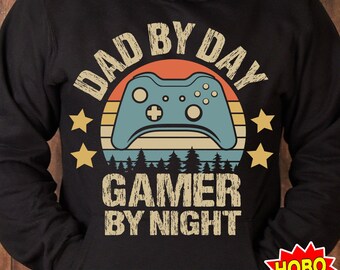Dad by Day Gamer by Night png, Father’s Day Quote png, Dad png, Dad shirt Designs, Gamer dad png, Funny Daddy Svg, Sublimation design PNG