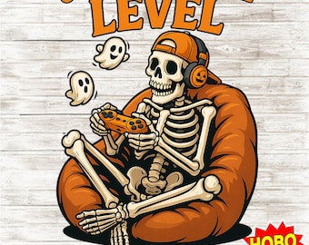 Just One More Level Skeleton Gamer PNG, Funny Halloween Gaming Clipart, Spooky Skull With Controller Digital Download for Gamer kids boys