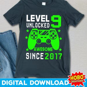 Level 9 Unlocked SVG, 9th Birthday Boy Gamer, 9 Years Old svg, Video Game svg Controller Gamepad Cricut Cut File Digital Download