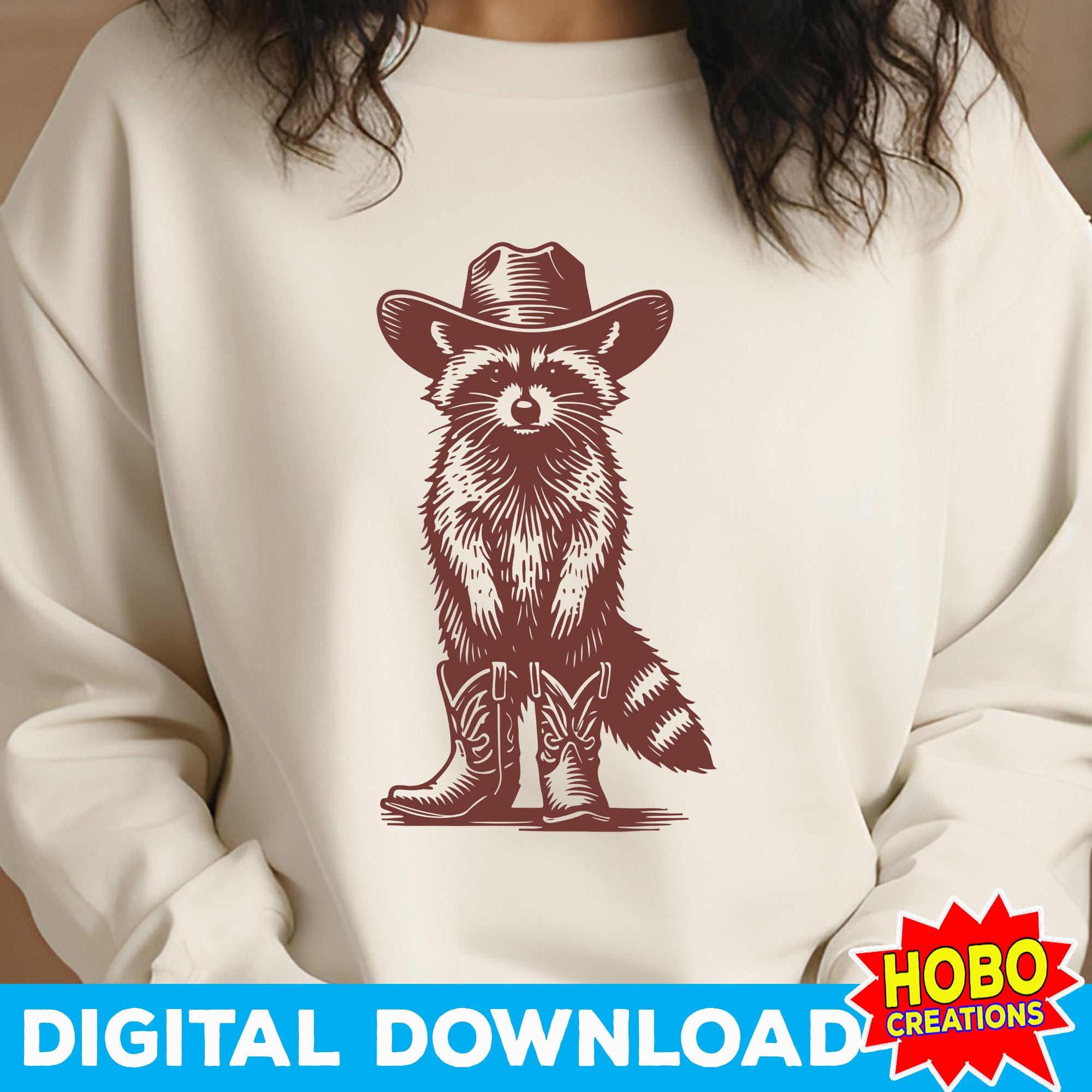 Raccoon Cowboy PNG SVG, Funny Western Trash Panda Design, Vintage ...
