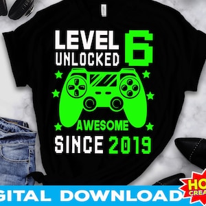 Level 6 entsperrt SVG, 6.Geburtstag Junge Gamer, 6 Jahre alt svg, Videospiel svg Controller Gamepad Cricut Cut Datei digitaler Download