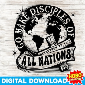 Retro Go Make Disciples SVG PNG, Christian Streetwear Sublimation, Vintage Bibel Vers Shirt Design, Christian Dad Hoodie Digital Download