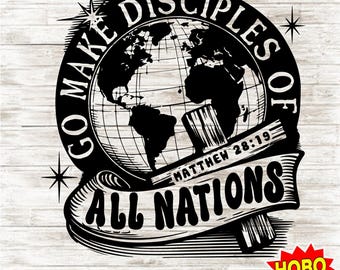 Retro Go Make Disciples SVG PNG, Christian Streetwear Sublimation, Vintage Bible Verse Shirt Design, Christian Dad Hoodie Digital Download