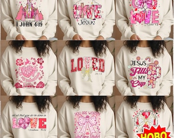 Christian Valentine Png Bundle, Pink Valentines day Coquette Bow Png, Bible Verse Png , Love Png, Jesus Valentine Png, Valentine Png