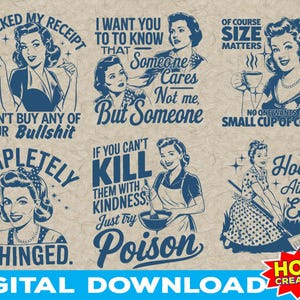 Complètement déséquilibré SVG PNG, SVG de femme au foyer rétro drôle, sublimation sarcastique vintage, humour tendance chemise Mug cabas en téléchargement numérique