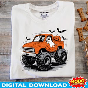 Camion d'Halloween png, png Monster Truck, png Halloween garçons, png Halloween enfants, png citrouille, png fantôme, saison fantasmagorique png Conception par sublimation