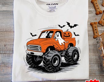 Halloween-vrachtwagen png, Monster Truck png, Jongens-Halloween png, Kinder-Halloween png, Pompoen png, Spook png, spookseizoen png Sublimatieontwerp