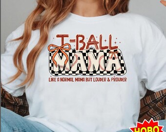 T-Ball Mama PNG, Coquette Bow Sublimation, Cheer T-Ball Mom PNG, Game Day Baseball Clipart, Trendy Sports Mom Digital Download