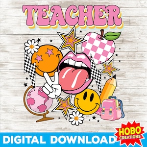Der Lehrer PNG, Retro Lehrer Design, Schule png, Niedliches Lehrer Design, zurück in die Schule png, Boho Lehrer, lehrend png Sublimation Designs