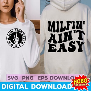 Milfin’ Ain’t Easy SVG PNG, detti sarcastici in formato svg, design png divertente, png retrò, png umoristico per adulti, maglietta mamma in formato svg, regalo per lei, png umoristico in formato svg