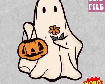 Cute Ghost Flower Pumpkin png, Floral Ghost Png, Ghost Cute Halloween Png, Funny Halloween, Cute Ghost, Pumpkin Png, baby halloween png