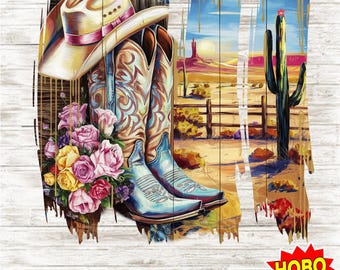 Western Cowgirl PNG, sublimation de bottes et chapeau de cow-girl coquette, téléchargement numérique de pays de cow-boy à la mode pour des accessoires de T-Shirts
