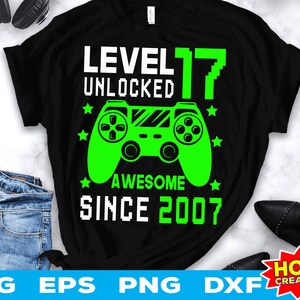 Level 17 freigeschaltet SVG, 17. Geburtstag Gamer, 17 Jahre alt svg, Videospiel svg Controller Gamepad Cricut geschnitten Datei digitaler Download