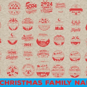 Pacchetto SVG di nomi di famiglia natalizi, Segno rotondo di nomi di famiglia natalizi in formato SVG, Segno di nome di famiglia natalizio in formato SVG, Monogramma della porta di Natale in formato SVG png