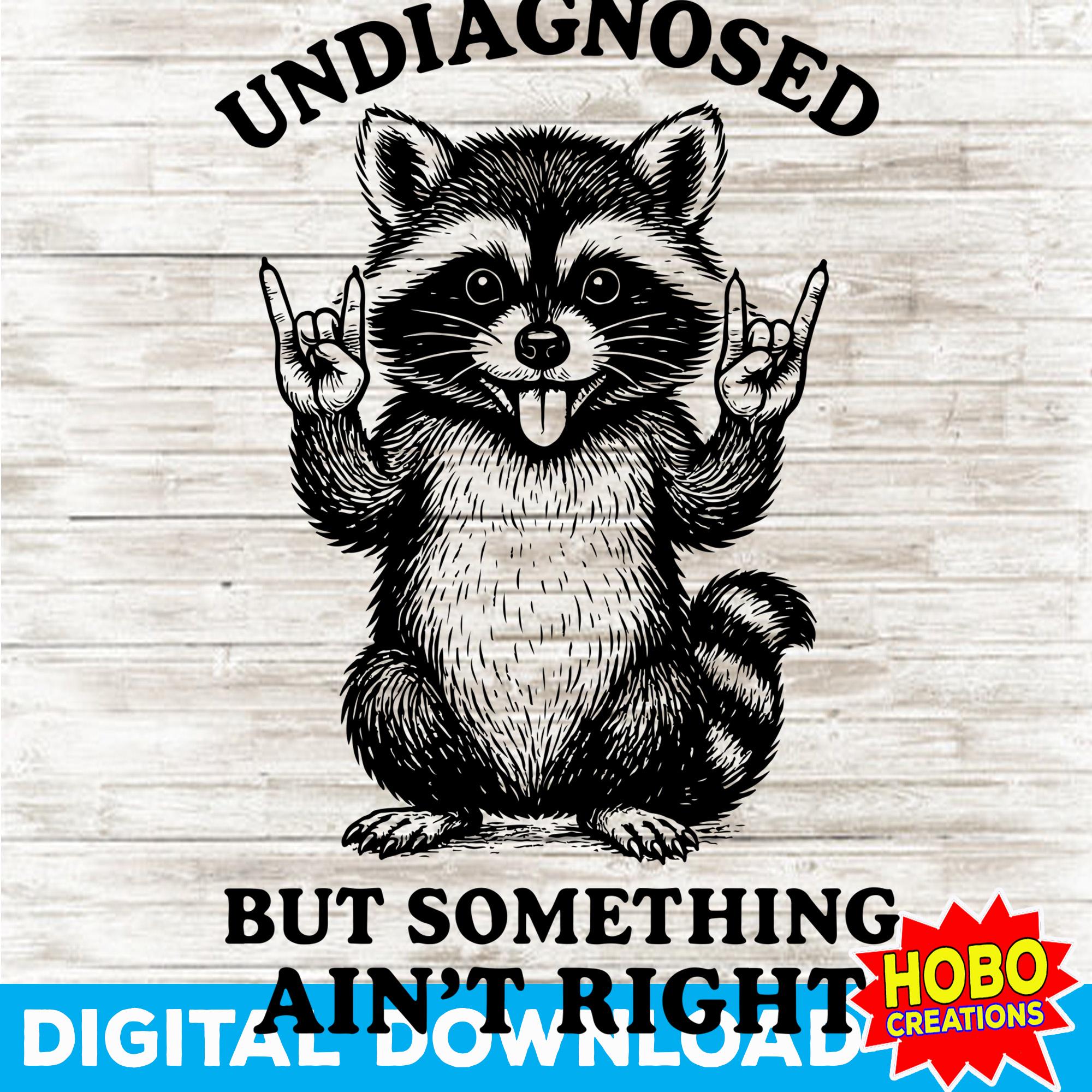 Undiagnosed but Something Ain’t Right PNG – Funny Raccoon Rock Design ...
