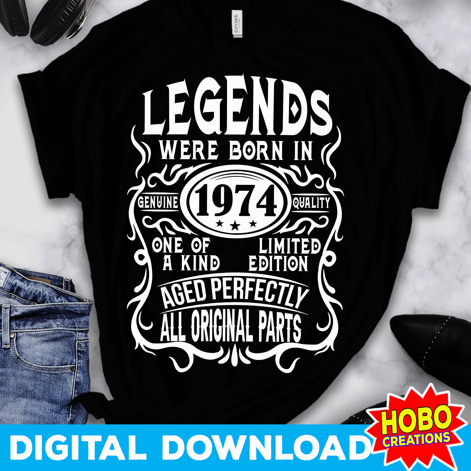 Legends Were Born 1974 Svg, 50th Birthday Svg, Aged to Perfection