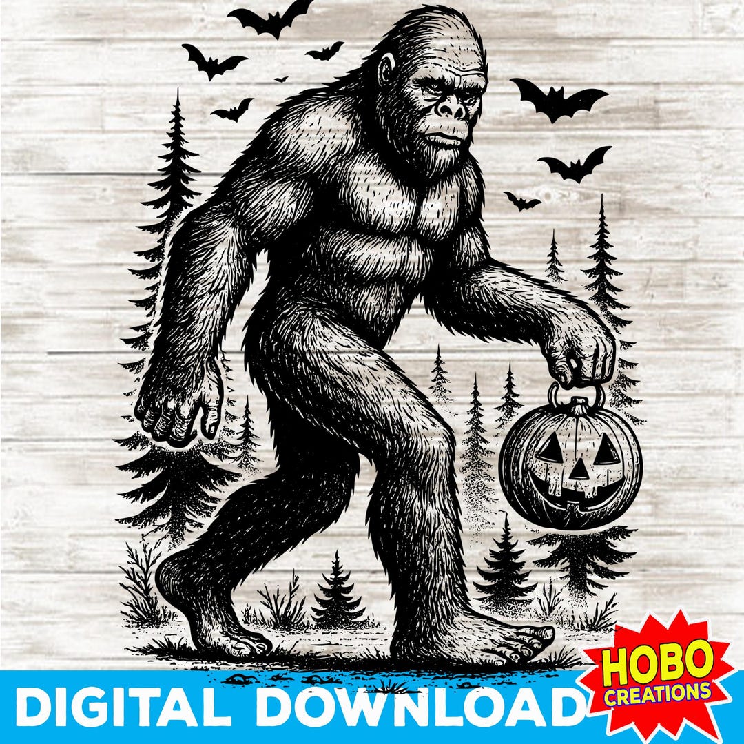 Spooky Halloween Bigfoot Pumpkin PNG – Funny Sasquatch Sublimation ...