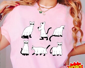 Cute Ghost Halloween Png, Halloween Sublimation Design, Halloween cat Png, Ghost cat Png, Fall Sublimation, Pumpkin Png, Spooky Season Png