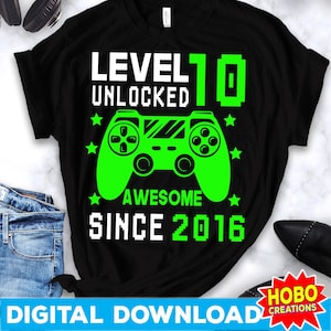 Level 10 Unlocked SVG, 10th Birthday Boy Gamer, 10 Years Old svg, Video Game svg Controller Gamepad Cricut Cut File Digital Download