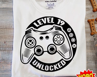 Level 19 Unlocked svg, 19th Birthday svg, Video Games Svg Birthday Gamer Svg, game controller svg, Gaming svg png cricut file