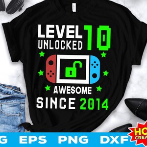 Niveau 10 débloqué SVG 10e anniversaire garçon Gamer 10 ans Svg du jeu vidéo svg Gamer Cricut coupe fichier en téléchargement numérique