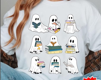 Funny Book Lover Halloween PNG, Cute Ghost Book Nerd, Halloween Png,Teacher, cute ghost png, Ghost Reading,Halloween Shirt,spooky vibes png