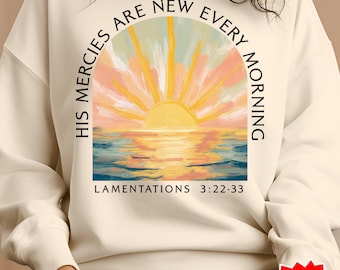 His Mercies Are New Every Morning PNG, Christian Bible Verse Sublimation, Inspirational Faith-Based Shirt Design, Digital Download