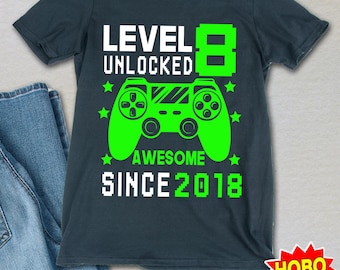 Level 8 Unlocked SVG, 8th Birthday Boy Gamer,  8 Years Old svg, Video Game svg Controller Gamepad Cricut Cut File Digital Download