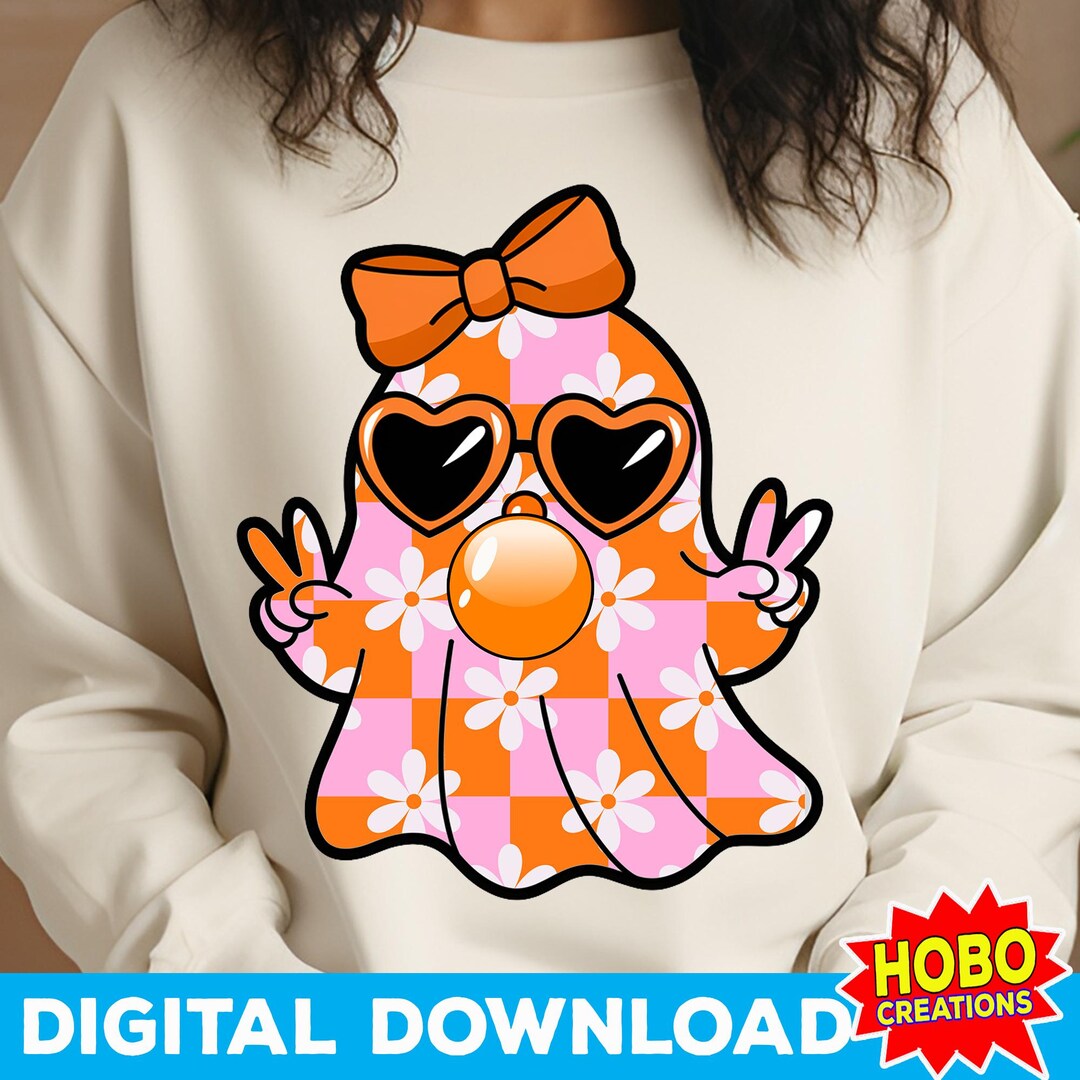 Cute Girly Ghost Blowing Bubble PNG ,cute Ghost Fall Shirt, Sublimation ...