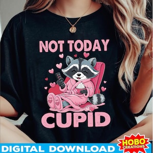 Nicht heute Amor PNG, Snarky Waschbär-Valentinstag-PNG, sarkastisches Valentinstag-PNG, freches Humor-Vday-PNG, trendiges Vday-PNG