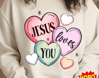 Jésus t'aime png, Christian Saint-Valentin Png, Saint-Valentin Png, Saint-Valentin Png, Christian Shirt png, Jesus Valentine Png Sublimation