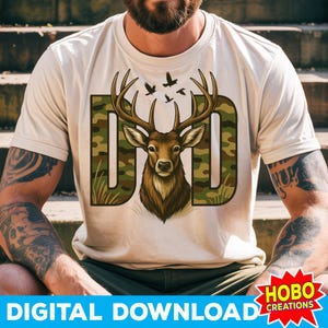 Best Buckin 'Dad Ever PNG, Hirsch jagen Papa Clipart, lustiges Jäger Vatertag Shirt Design, robuste Naturbursche Sublimation Digital Download