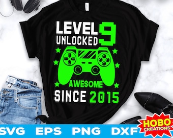 Level 9 Unlocked SVG, 9th Birthday Boy Gamer, 9 Years Old svg, Video Game svg Controller Gamepad Cricut Cut File Digital Download