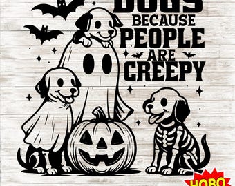 Retro Halloween hond moeder SVG PNG, grappige honden omdat mensen griezelig spook zijn Shirt, schattige hondenliefhebber sublimatie ontwerp, Cricut gesneden bestand