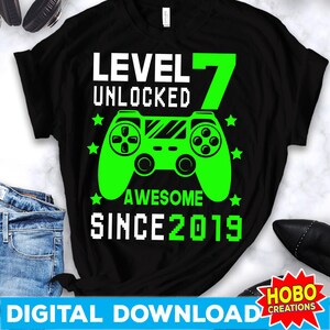 Level 7 Unlocked SVG, 7th Birthday Boy Gamer, 7 Years Old svg, Video Game svg Controller Gamepad Cricut Cut File Digital Download