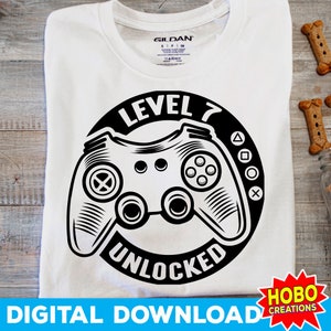 7. Geburtstag Junge SVG, Level 7 SVG, Level 7 freigeschaltete Videospiele SVG, Geburtstags-Gamer-Svg, lustige Kinder-Tshirt-Svg, Gaming-Svg-Png-Cricut-Datei