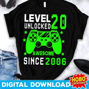 Level 20 Unlocked Gamer SVG, 20th Birthday, Video Game Controller (Digital Download)