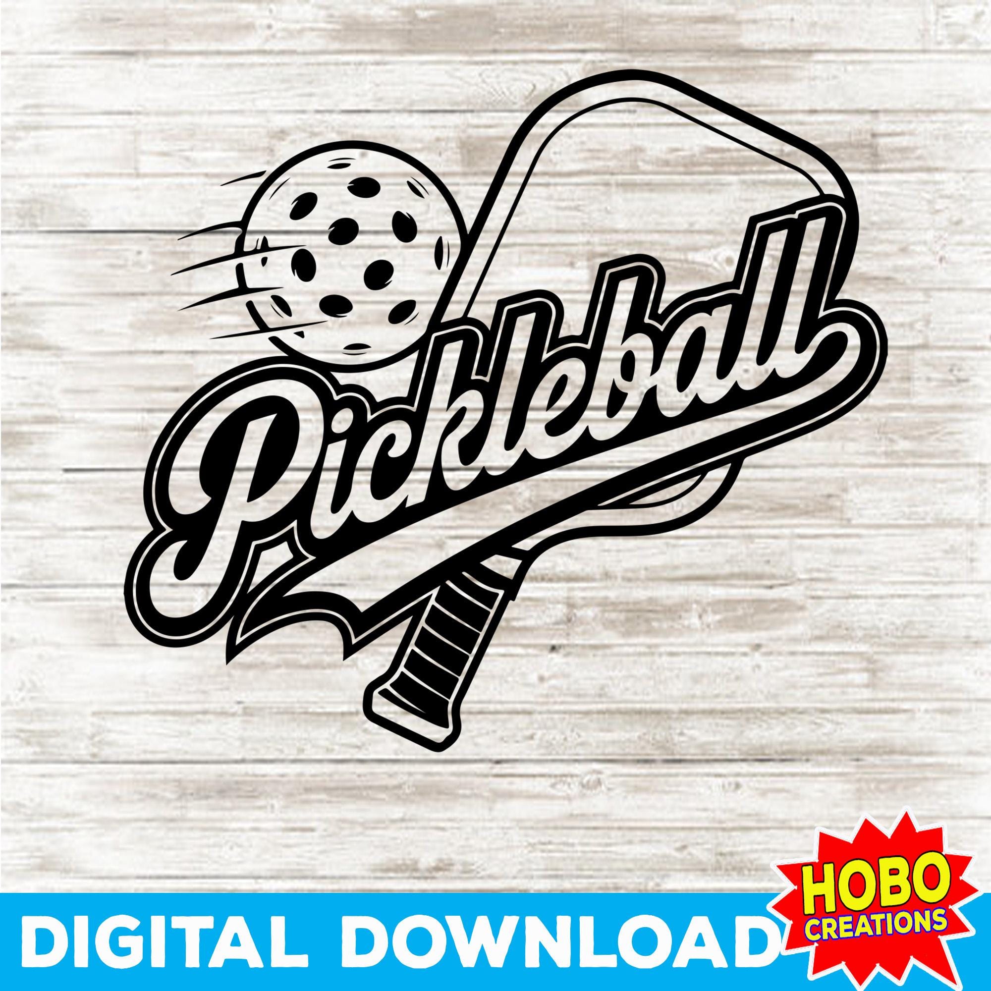 Pickleball Cursive Pickleball Clipart SVG PNG, Script Word With Swoosh, Paddle & Ball ...