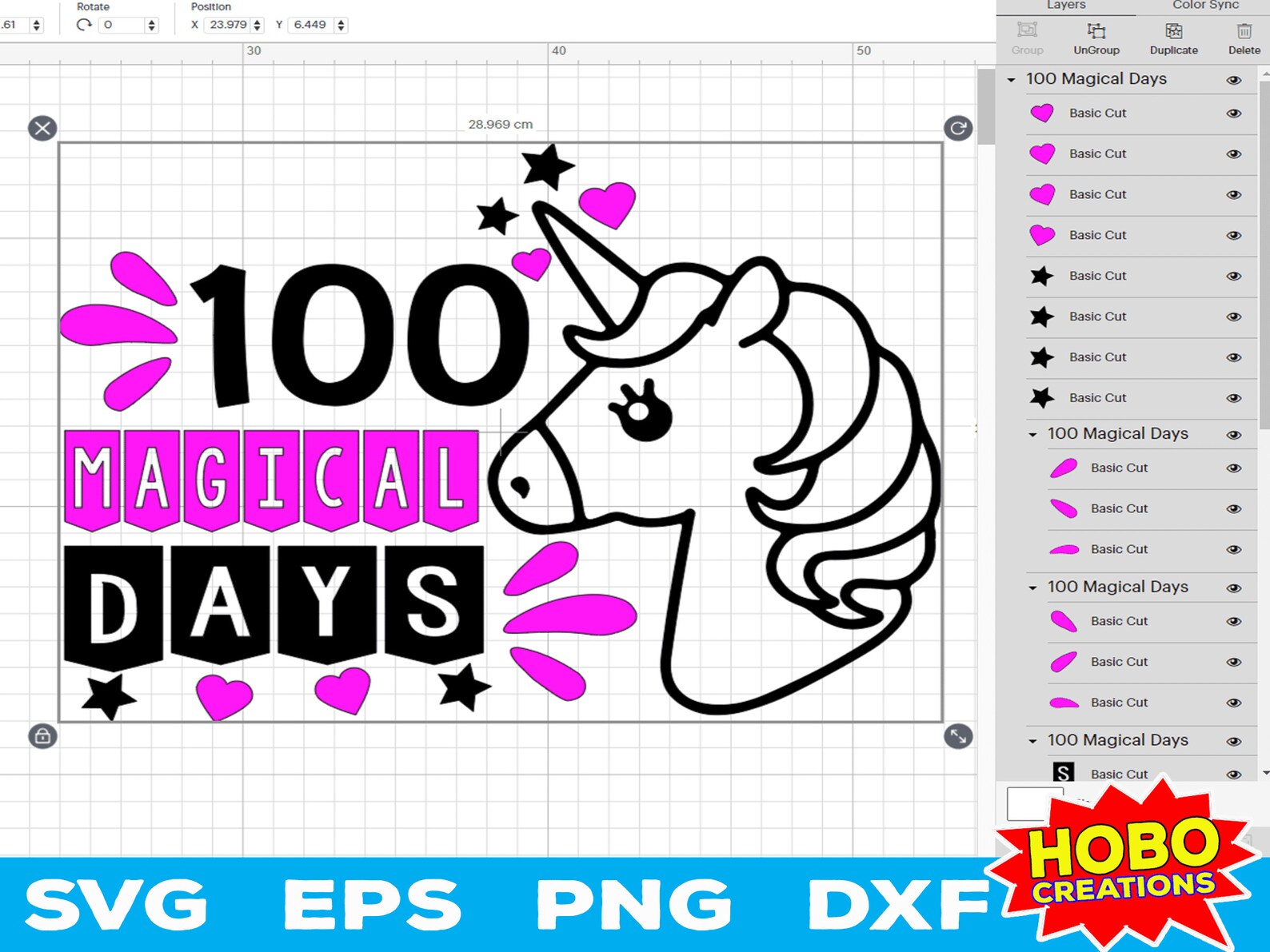100 Magical Days of School Unicorn Svg, 100th Day of School Svg, 100 ...