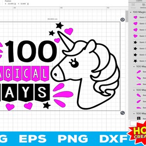 100 Magical Days of School Unicorn Svg, 100th Day of School Svg, 100 ...