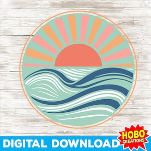Beach Round SVG, Sun and Wave Svg, Beach Svg, Sublimation Summer Beach svg, Nautical Sea svg,  Beach Ocean Svg png cricut cut file download